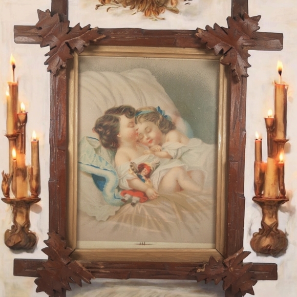 Antique ANCIENT BLACK FOREST ADIRONDACK NUT, Tramp Art, from the 1870, 1940s. - Picture 3 of 16